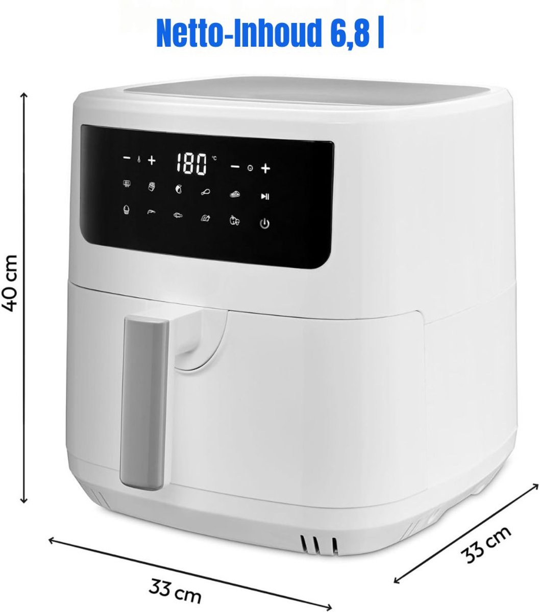 Afbeelding 2 van Zylo® Dubbele Airfryer - Heteluchtfriteuse - Duo Airfryer - 6,8 L - 40x33x33cm - Wit