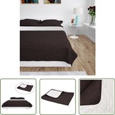 Elegante Omkeerbare Jacquard Sprei 180x260 Cm Bruin Met Franjes - Multifunctioneel Voor Bank Of Bed