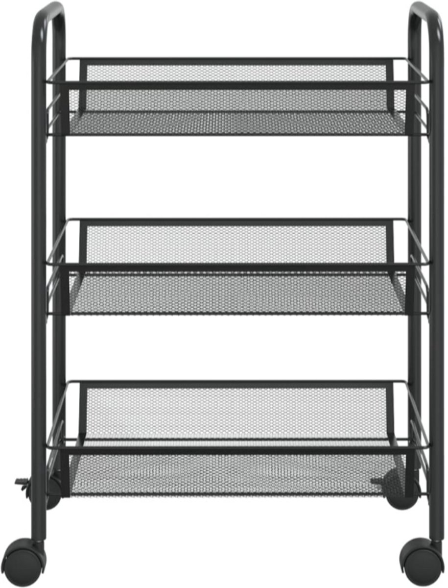 Keukentrolley 3-laags 46x26x64 cm ijzer zwart
