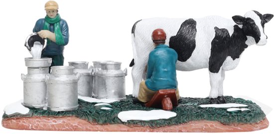 Santaville - Milkfarmer with Cow and Pours Milk Polyresin 19cm