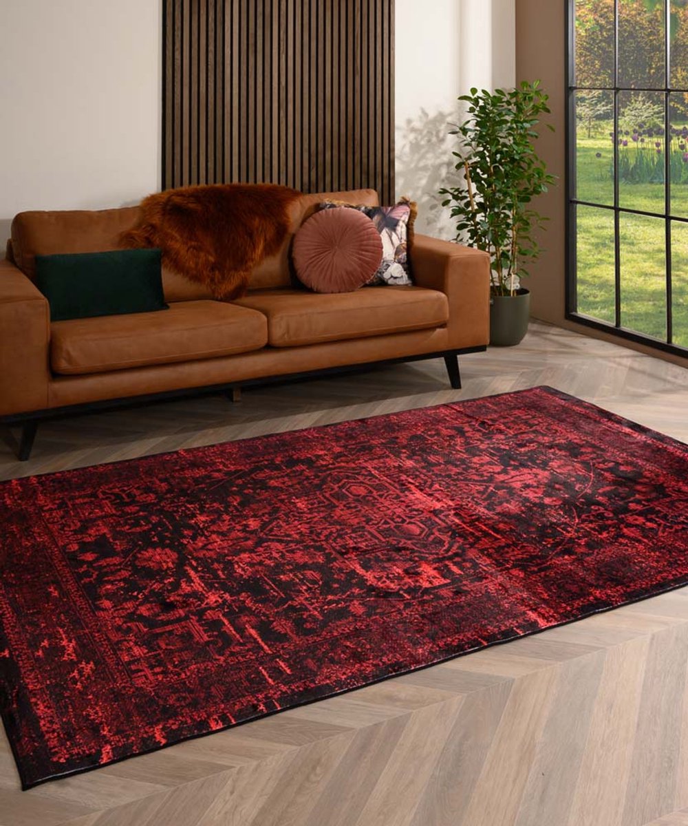 Wasbare loper - Luca rood 80x250