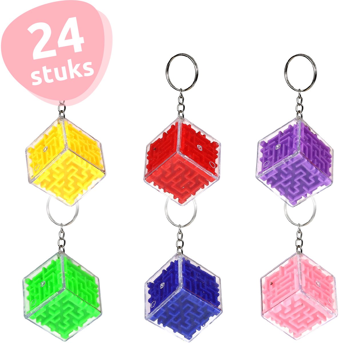 Isa's Friends® - Uitdeelcadeaus Sleutelhangers 3D Doolhof - 24 stuks - Traktatie - Uitdeelcadeautjes voor Kinderen