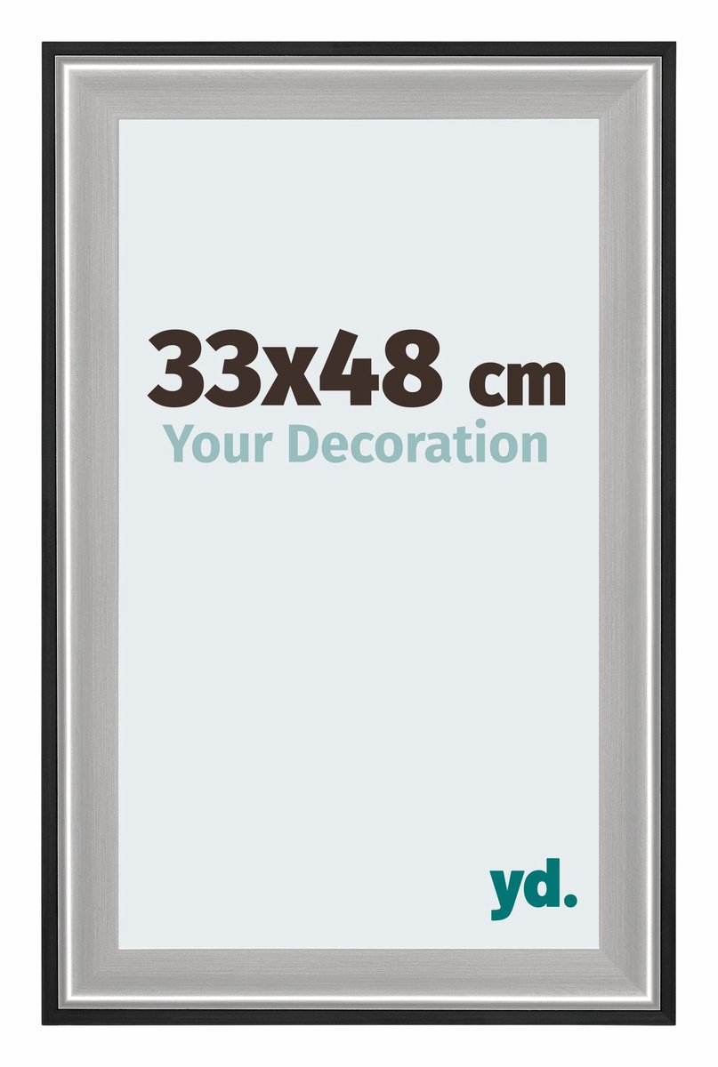 Your Decoration - Puzzellijst 33x48 cm - Zwart Zilver Gepolijst - Puzzellijst 500-1000 stukjes - Hout Fotolijst - Birmingham