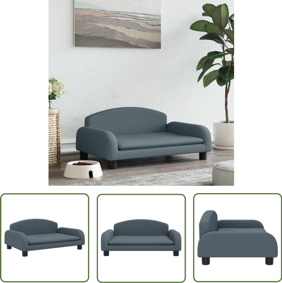 vidaXL Hondenmand – Hondentuin – Hondenmand 70x45x30 cm stof donkergrijs – Hondenbed – Hondenkussen – Klein Hond