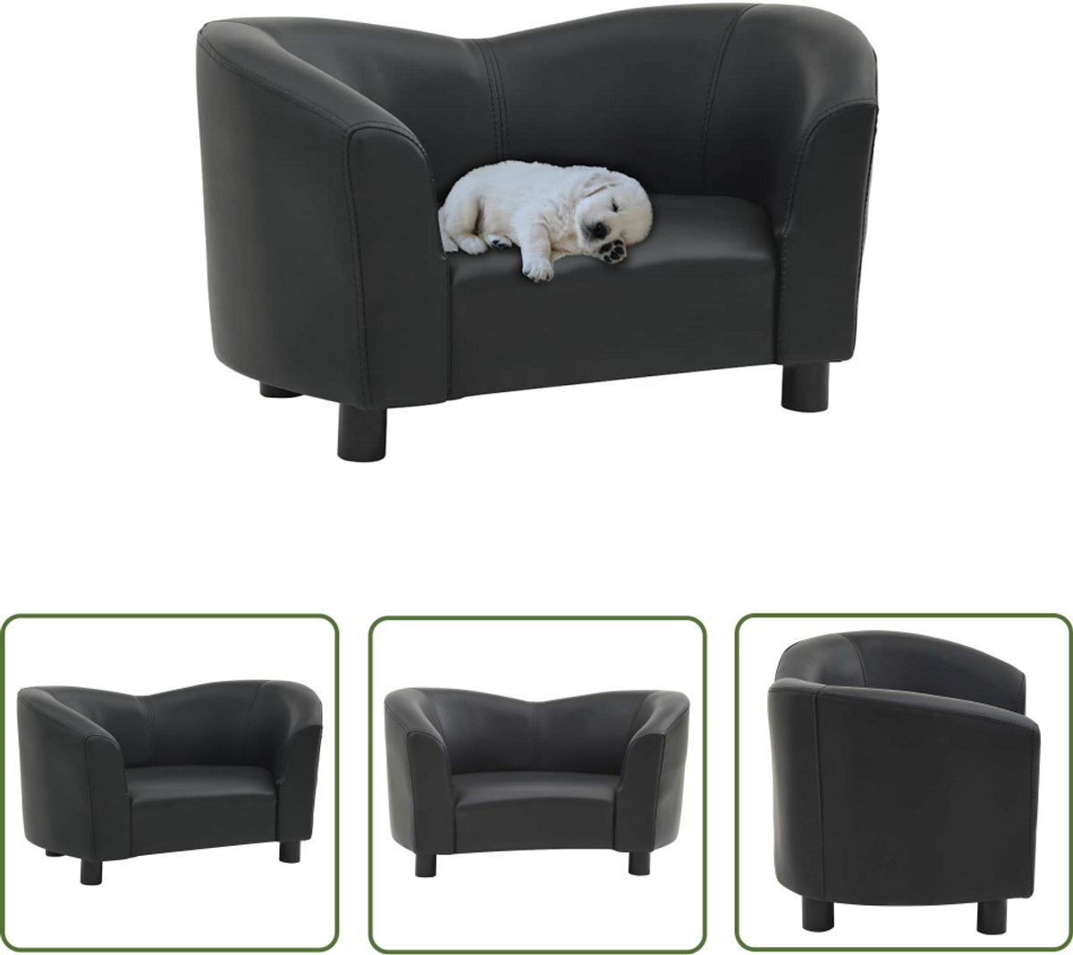 vidaXL Hondenbank – Hond Bench – Hondenbank 67x41x39 cm kunstleer zwart – Klein Dier Bed – Kat Bank – Kunstleder Bank