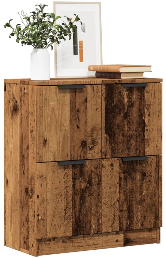 vidaXL Wandschap kubus 7 vakken bewerkt hout artisanaal