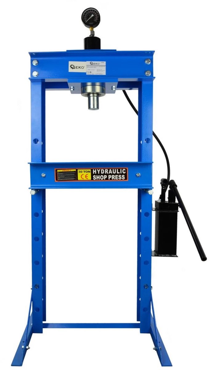 GEKO Hydraulische werkplaatspers - 30 ton - 2-snelheden handpomp - verstelbare hoogte - met drukmeter