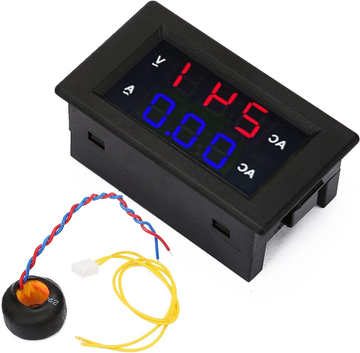 Ampèremeter 0-50 A met digitaal led-display en transformator voor wisselstroom 100-300 V - Rood Blauw .