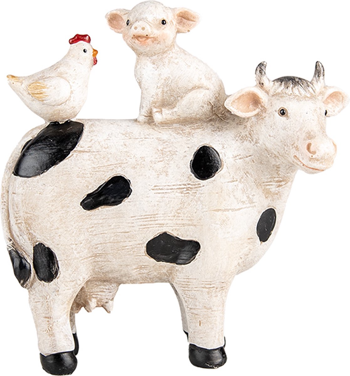 Clayre & Eef Decoratie Beeld Koe 12x5x13 cm Wit Kunststof
