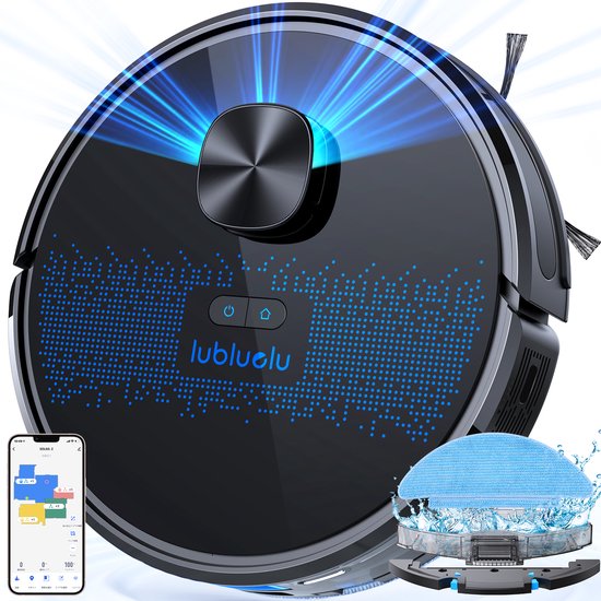 Lubluelu robotstofzuiger met afzuigstation 3-in-1, 4500Pa stofzuigrobot met dweilfunctie, robotstofzuiger met laser-navigatie, app-besturing, 24 no-go zones voor huisdierenhaar en tapijt (SL68 Plus