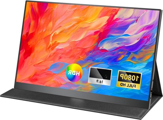 Draagbare Monitor voor Laptop – Portable Monitor 15,6 Inch – Draagbaar Scherm 1080FHD – HDMI / USB C – Extra Scherm Laptop – Laptop Scherm Uitbreider – Energiezuinig – ps5 Monitor - Tweede Scherm Laptop