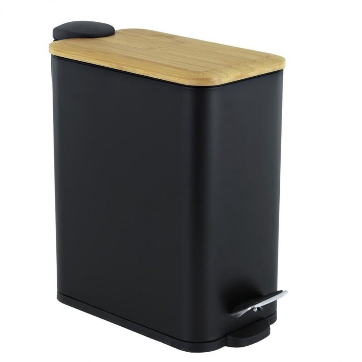Pedaalemmer - Prullenbak Badkamer 5 Liter - Zwart Bamboe - Moderne Design