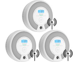 X-Sense SC07-W Draadloos koppelbare combimelder - 3 Combimelders - Rook en koolmonoxide - 10 Jaar batterij en 360° sensor - Rookmelder en koolmonoxidemelder - Rook én CO melder koppelbaar