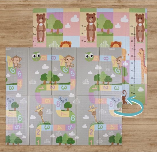 Speelkleed Kruipkleed Kinderen Kleed Opvouwbaar Afwasbaar Omkeerbaar Dier Motief, Maat:180x200 cm, Kleur:Veelkleurig 2 van Fadilo — afbeelding 2
