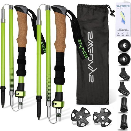 DOBESTS Wandelstokken, Opvouwbare Nordic Walking Stokken voor Dames en Heren, Trekkingstokken Aluminium, Lichtgewicht, Verstelbaar van 110-130 cm (Zilvergrijs - kurken handvat