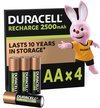 Duracell Oplaadbare AA batterijen - 2500 mAh NiMH - 4 stuks