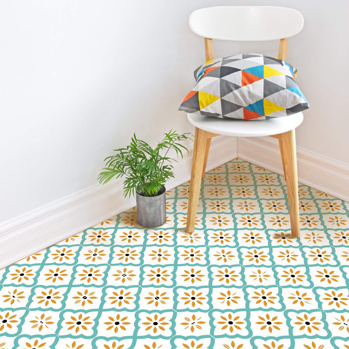Antislip vloerstickers met beschermende coating - Marrakech tegelvloer - 1 sticker van 40x40 cm