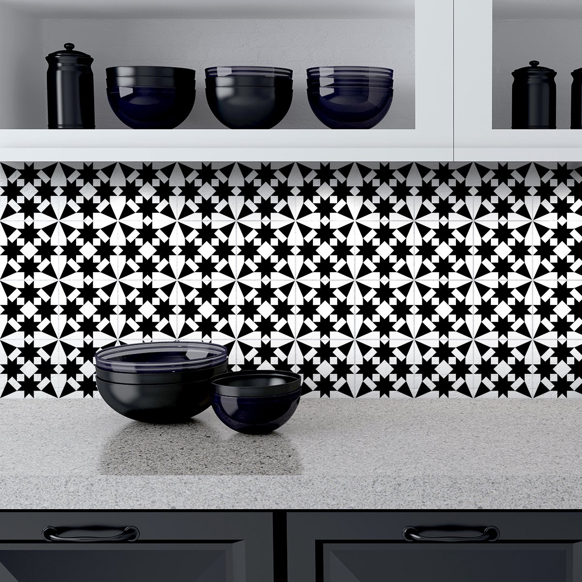 Ambiance Sticker Zelfklevende muurtegelstickers voor keuken en badkamer - 24 Oosterse Giza cementtegelstickers - 24 stickers 20x20cm Multi color