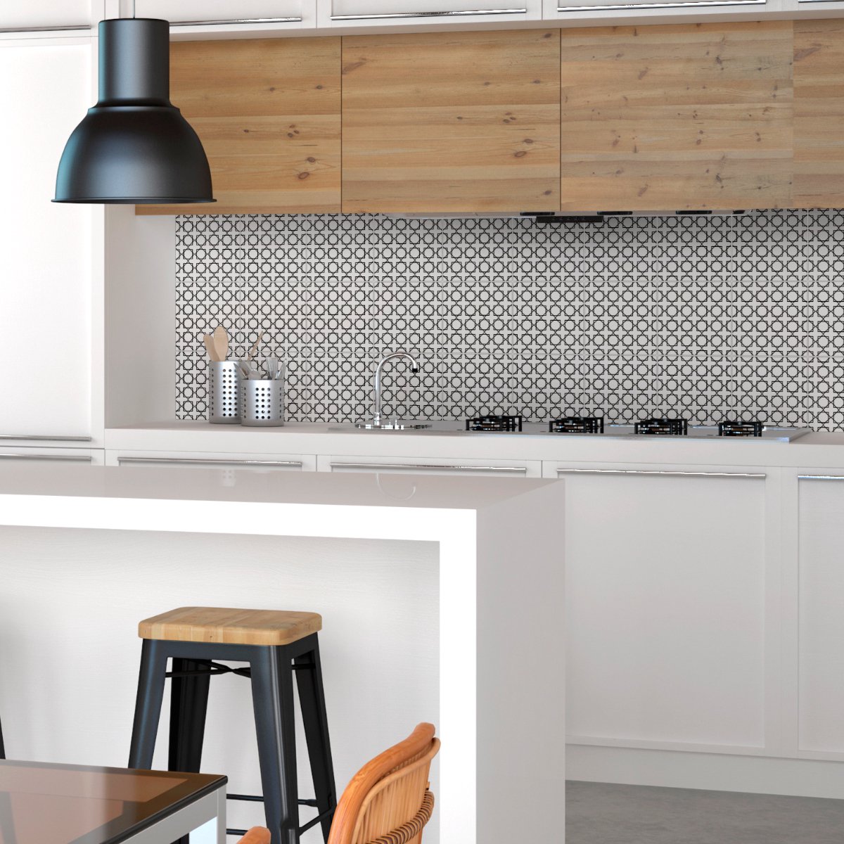 Ambiance Sticker Muurstickers voor keuken en badkamer - 9 Oosterse Marrakech cementtegelstickers - 9 stickers 20x20cm Multi color