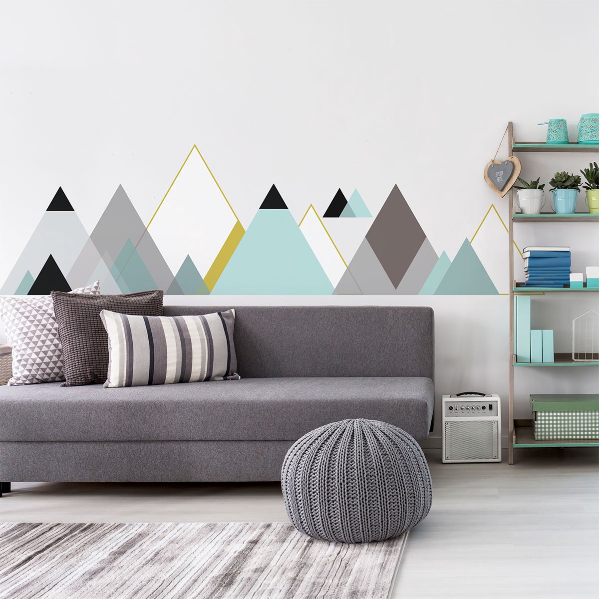 Ambiance Sticker Muurstickers - Decoratie voor slaapkamer/woonkamer - Gigantische Scandinavische bergen muursticker MATRA - 80x120cm Multi color