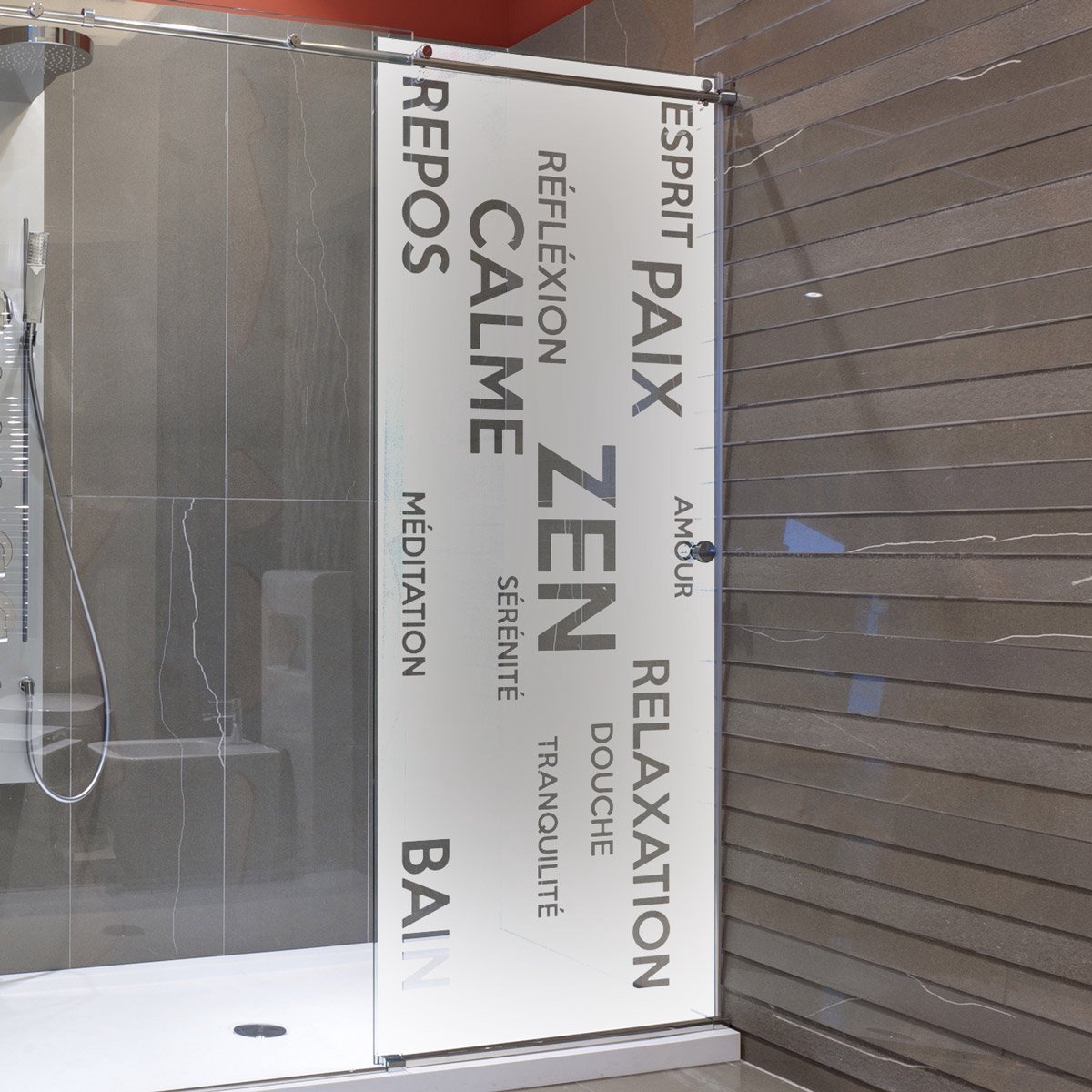 Privacy raamfolie - ZEN - LOVE - BATH - Zelfklevende raamfolie voor ramen en douchedeuren 