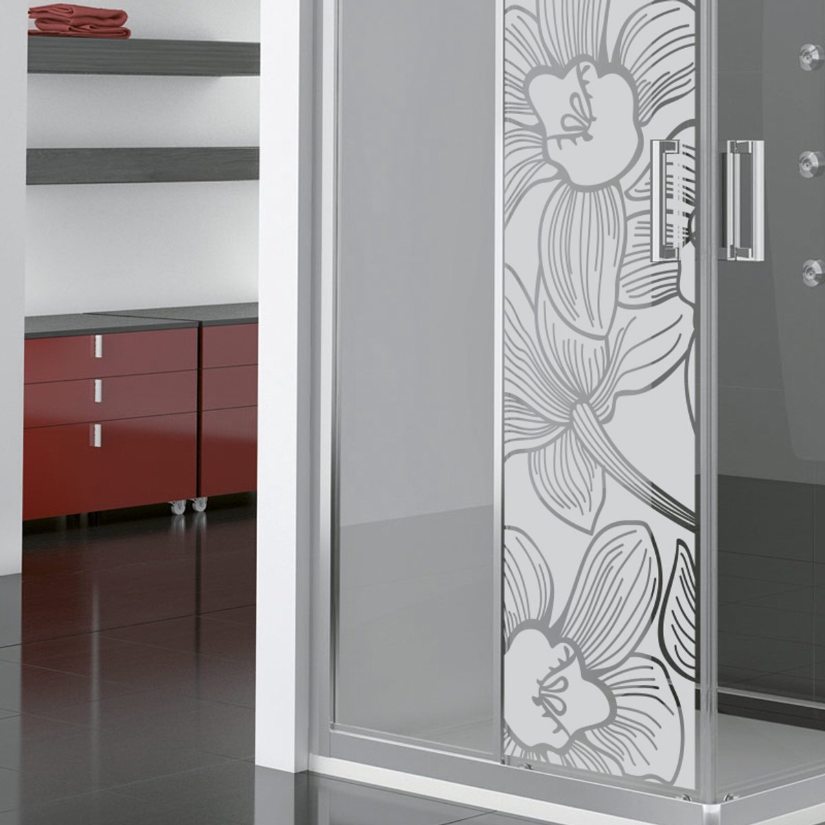 Privacy raamfolie - Orchideebloem - Zelfklevende raamfolie voor ramen en douchedeuren - 55