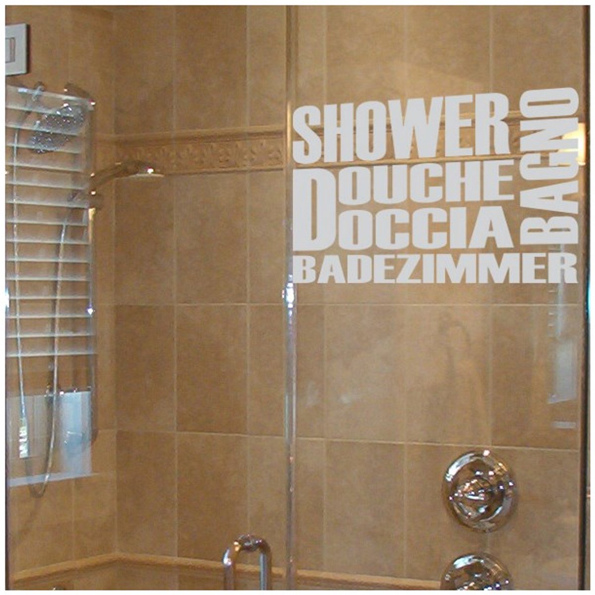 Ambiance Sticker Privacyfolie voor ramen - MEERTALIGE DOUCHE - Zelfklevend privacyscherm voor doucheglas en -deur - 55x80cm Grijs