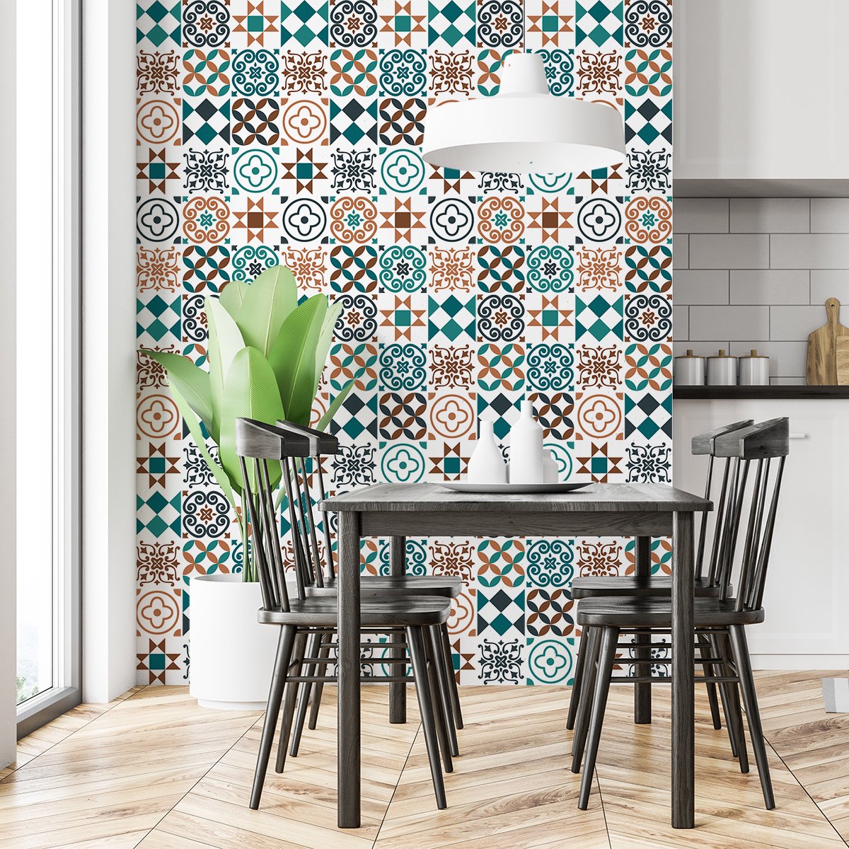 Ambiance Sticker Zelfklevende tegelmuurstickers voor keuken en badkamer - 30 Lucina Azulejo tegelstickers - 30 stickers 20x20cm Multi color