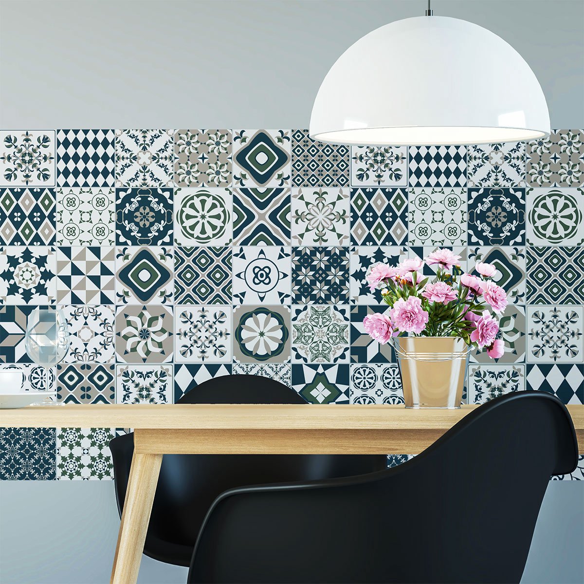 Ambiance Sticker Zelfklevende tegelmuurstickers voor keuken en badkamer - 60 Jeromea Azulejos tegelstickers - 60 stickers 15x15cm Multi color