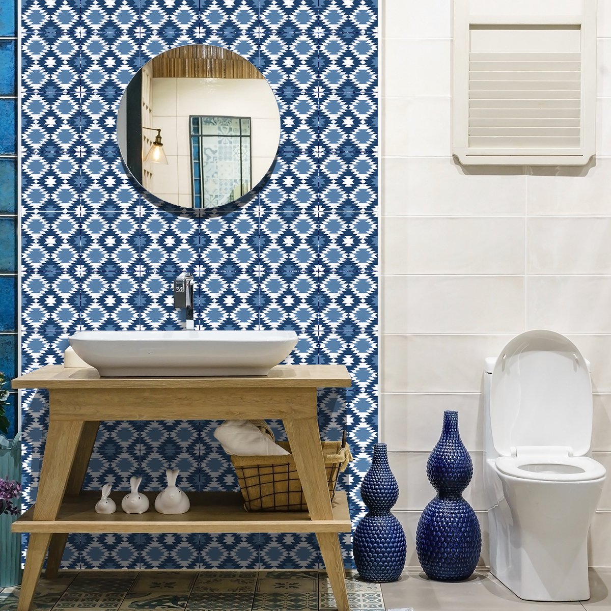 Ambiance Sticker Zelfklevende tegelmuurstickers voor keuken en badkamer - 60 Boheemse cementtegelstickers IMALA - 60 stickers 15x15cm Multi color