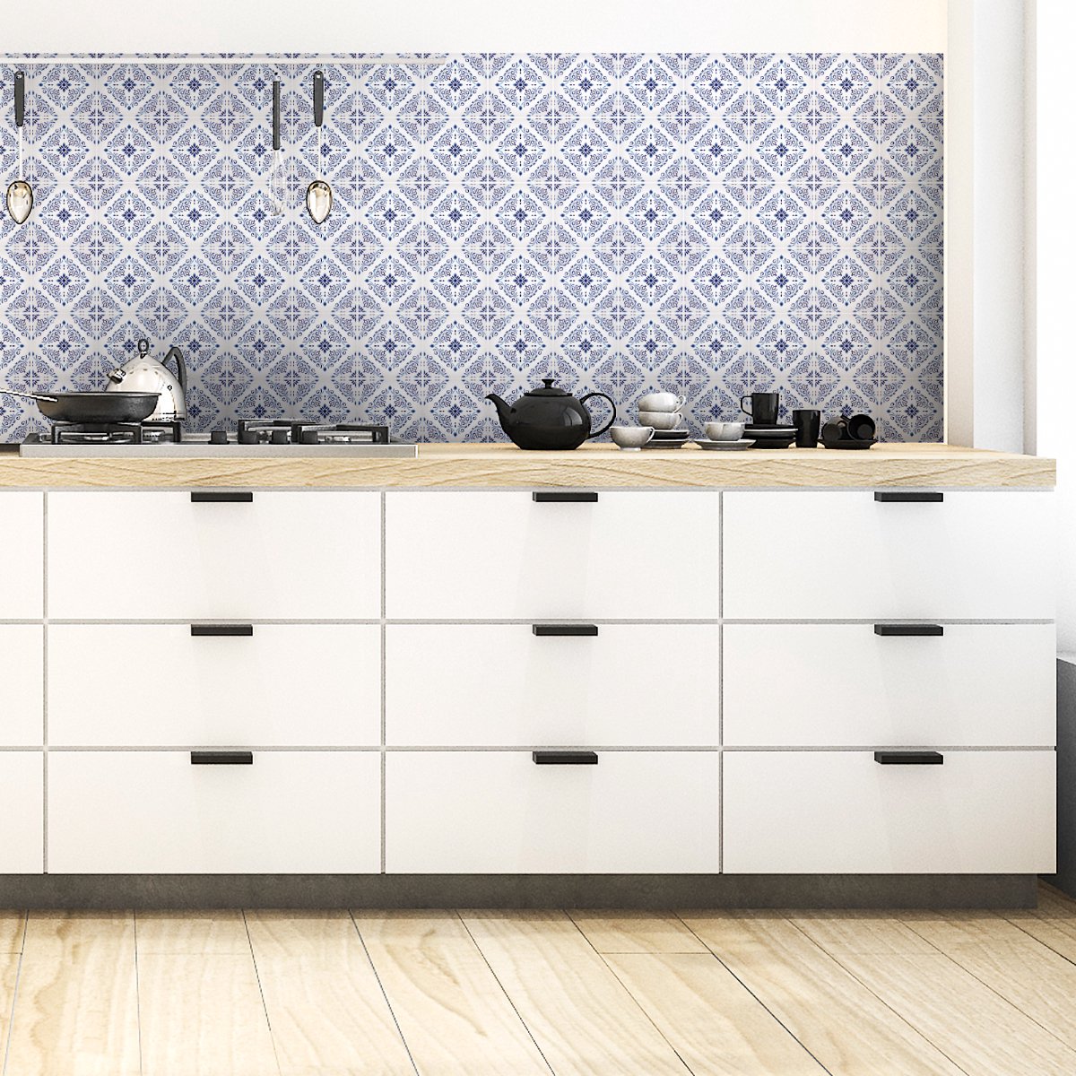 Ambiance Sticker Zelfklevende tegelmuurstickers voor keuken en badkamer - 60 Delft Hamburg tegelstickers - 60 stickers 20x20cm Multi color