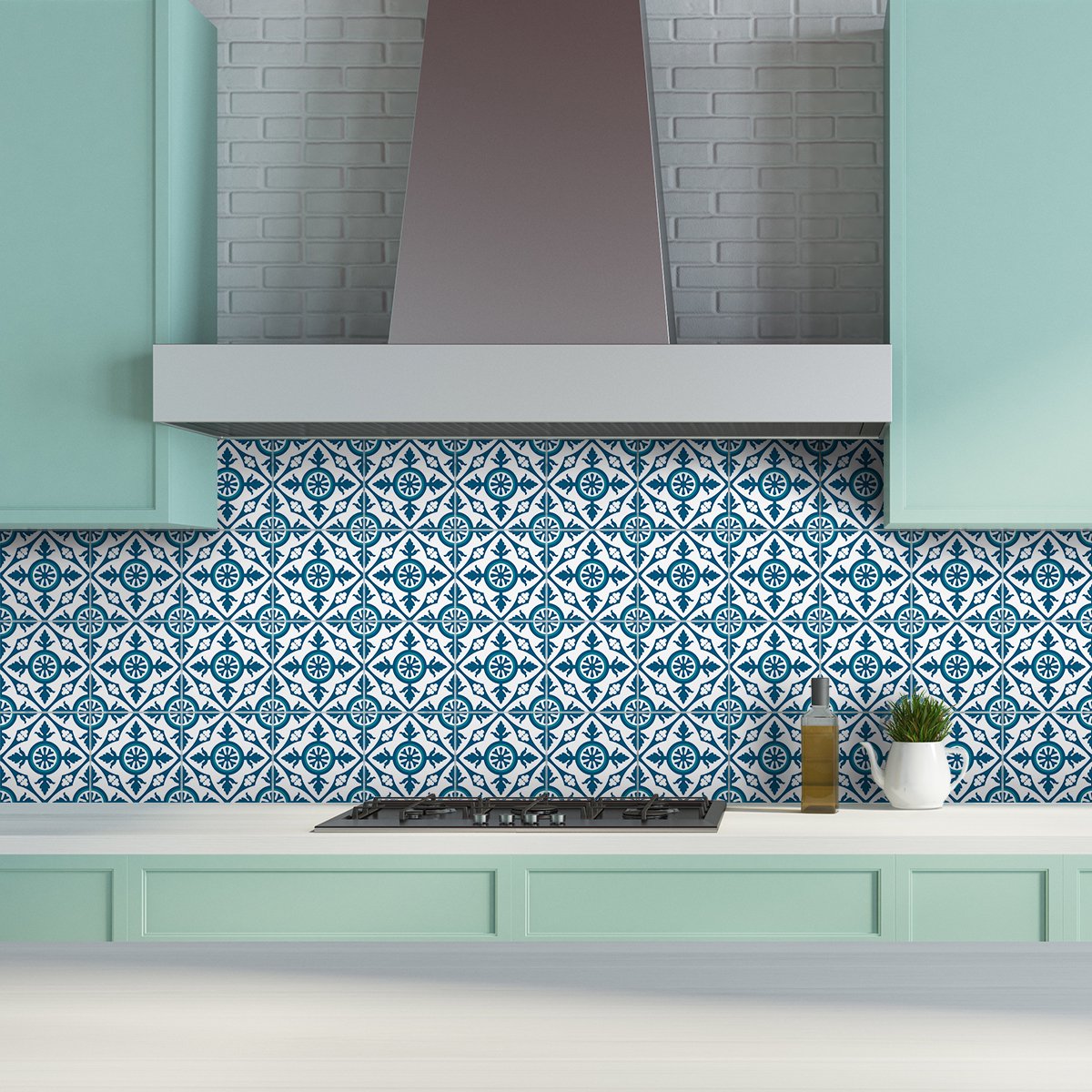 Ambiance Sticker Zelfklevende tegelmuurstickers voor keuken en badkamer - 24 Azulejos Patricia cementtegelstickers - 24 stickers, 10x10 cm Multi color