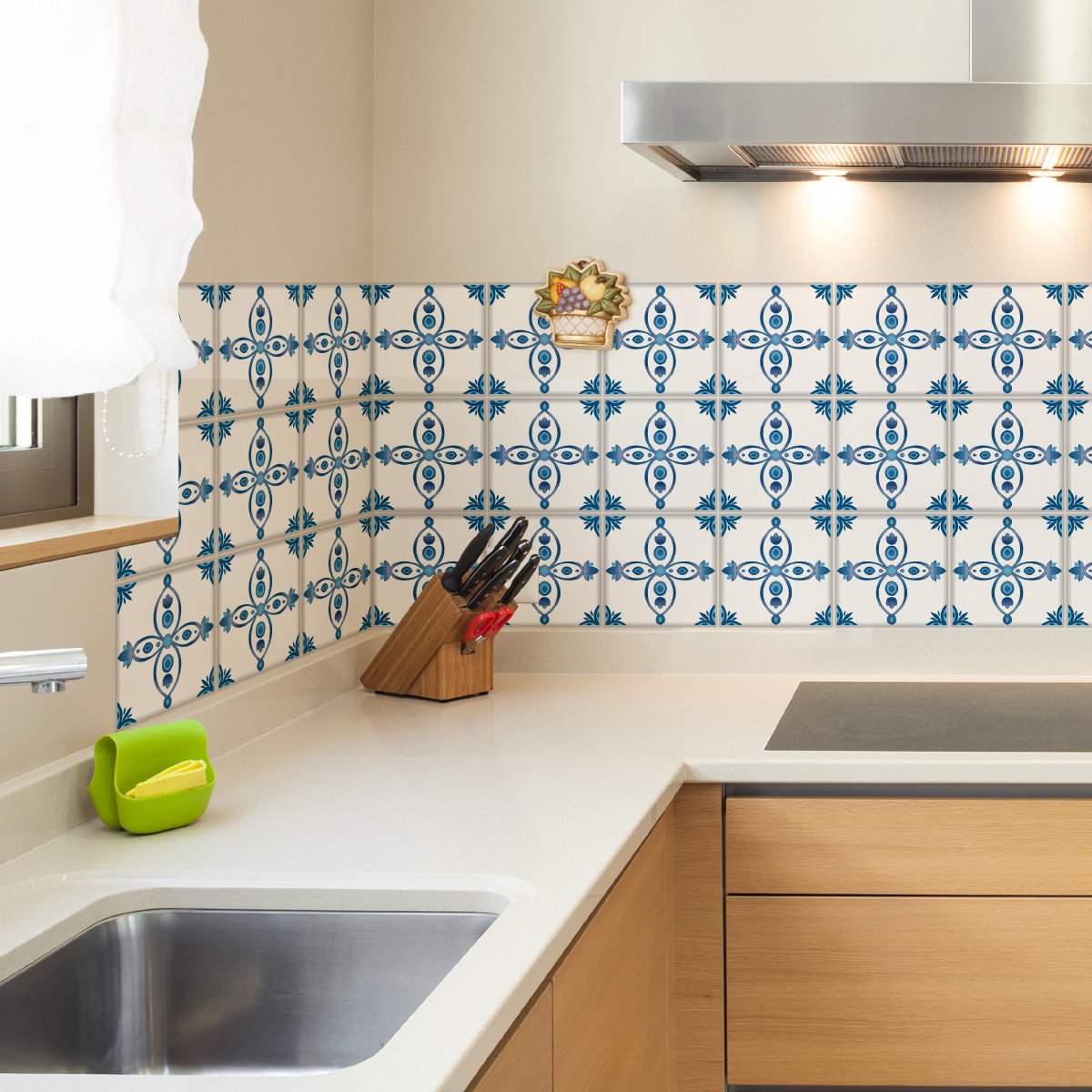 Ambiance Sticker Muurstickers - Zelfklevende tegelmuurstickers voor keuken en badkamer - 9 Delftse tegelstickers - 9 stickers 20x20cm Multi color