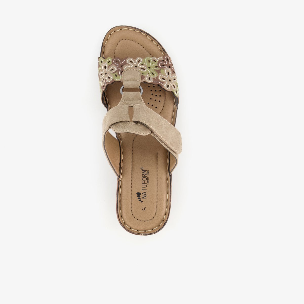 Natuform dames slippers met sleehak taupe - Beige - Uitneembare zool - Maat 40