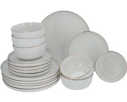 Serviesset Porselein Sublima wit met Gouden rand - 6-persoons 18 delig