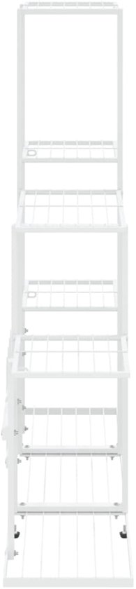 vidaXL Bloemenstandaard - 94,5x25x88 cm - Wit metaal Plantenstandaard - Metalen Plantendrager - Witte Plantenstandaard - Binnenplanten Standaarde - Bloemenpotten Standaard