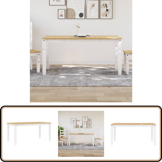 vidaXL Eettafel massief hout wit rubber