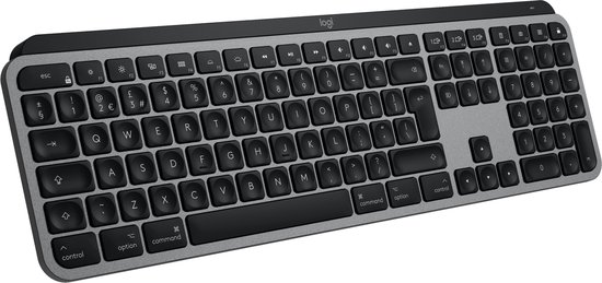 Logitech MX Keys S for Mac toetsenbord in spacegrijs, met een Amerikaanse internationale Qwerty-indeling.