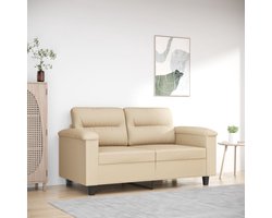 vidaXL Tweezitsbank - 120 cm - Microvezelstof - crème Tweedehands Meubilair - Microfiber Sofa - Banks Kopen - Salontafel - Lounge Set