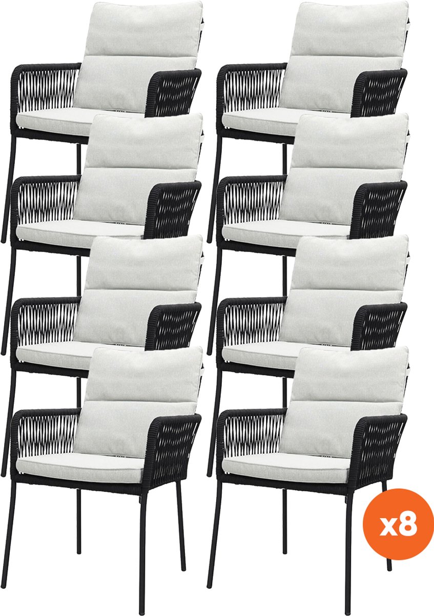 Set van 8 - Teresa dining tuinstoel Rope - Black
