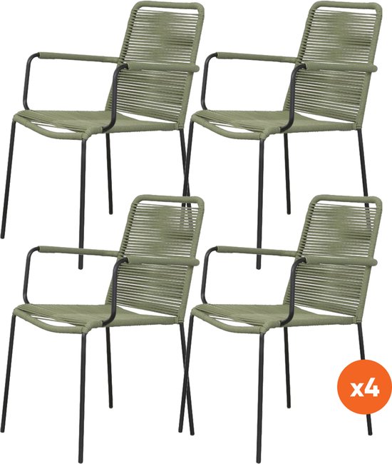Set van 4 – Denver Rope stapelbare stoel – Groen