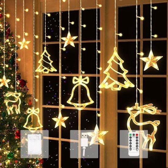 Guirlande Lumineuse Noël 1,8 M Avec 10 LED Père Noël - Minuterie 6h/18h, Sur Piles, Décoration Intérieure