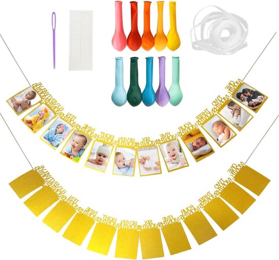 1e verjaardag babyfotobanner en Happy Birthday-banner, eerste