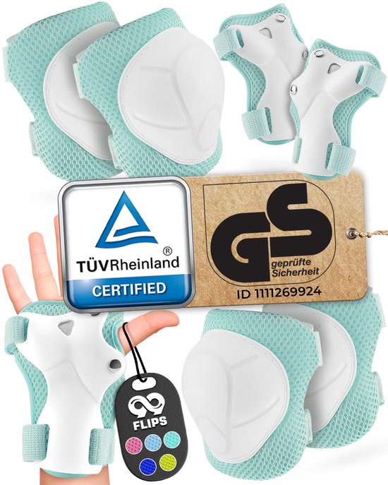 99FLIPS Kniebeschermers Kinderen - TÜV Rheinland GS Gecertificeerd [6-delig] - Kniebeschermers voor Kinderen, Elleboog- en Polsbeschermers - Skate Beschermset Kinderen Beschermingsset voor Kinderen