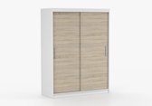 Schuifdeurkast LARA 06 – 2-deurs kledingkast, legplanken en kledingroede – modern design – 150x200x61 cm - LARA 06 (Wit + Sonoma)