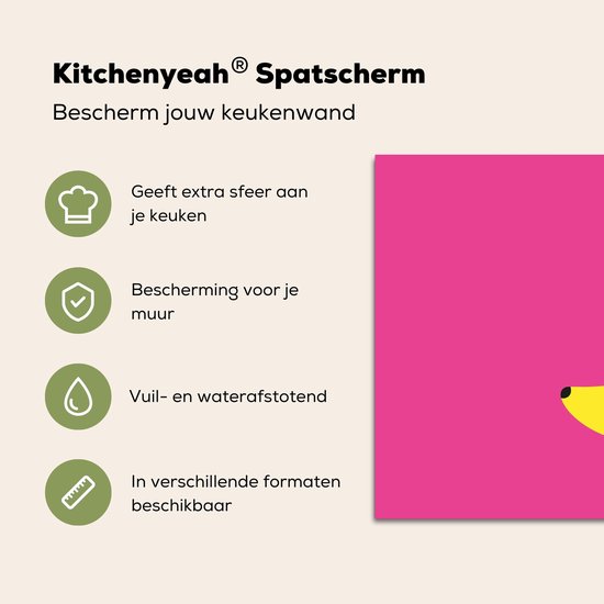 Crédence de Cuisinière en Aluminium 90x60 cm - Banane - Jaune - Fruit - Écran Pare-éclaboussures pour Plaque de Cuisson - Protection Murale