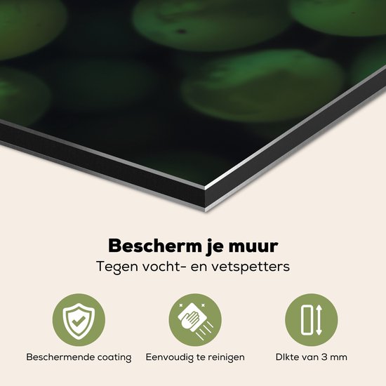 Crédence de Cuisinière en Aluminium 70x50 cm - Raisins - Grappe - Vert - Écran Pare-éclaboussures pour Plaque de Cuisson - Protection Murale