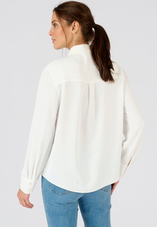 Damart - Chemisier uni en tissu gaufré - Femme - Wit - 44