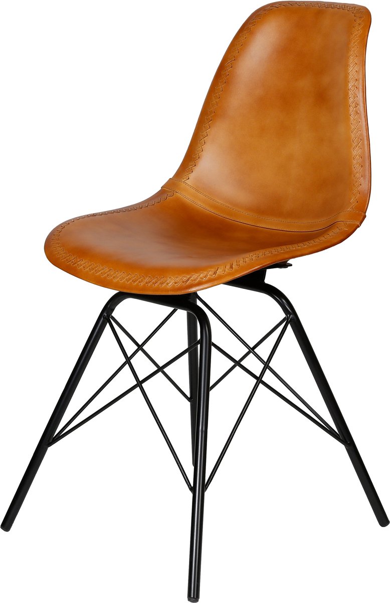 Casa Moro Eetkamerstoel leer cognac - Leren fauteuil Esszimmer Stuhl Leder Cognac