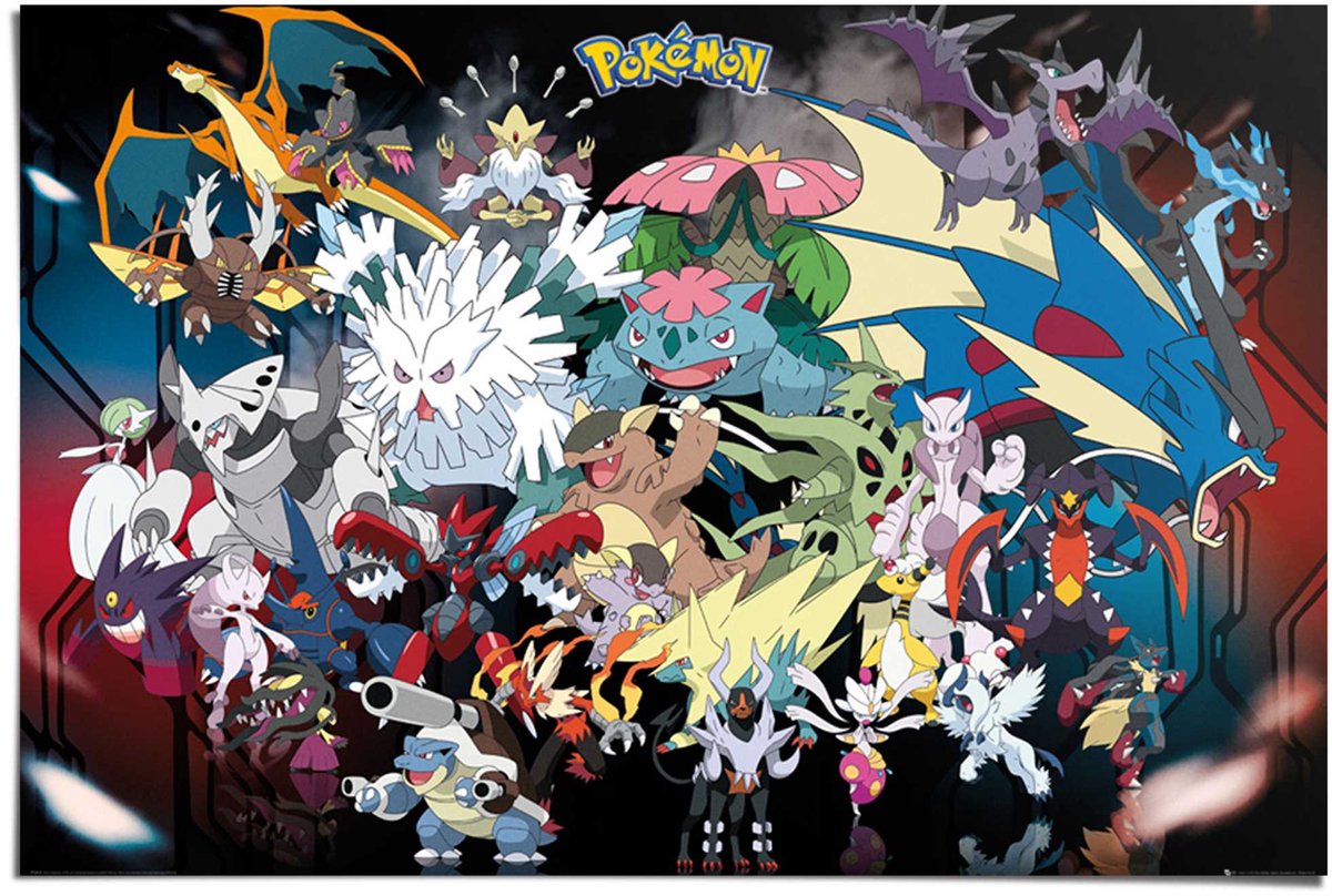 REINDERS Poster Pokemon - mega - 61 x 91,5 - Papier - REINDERS Bonte kleuren